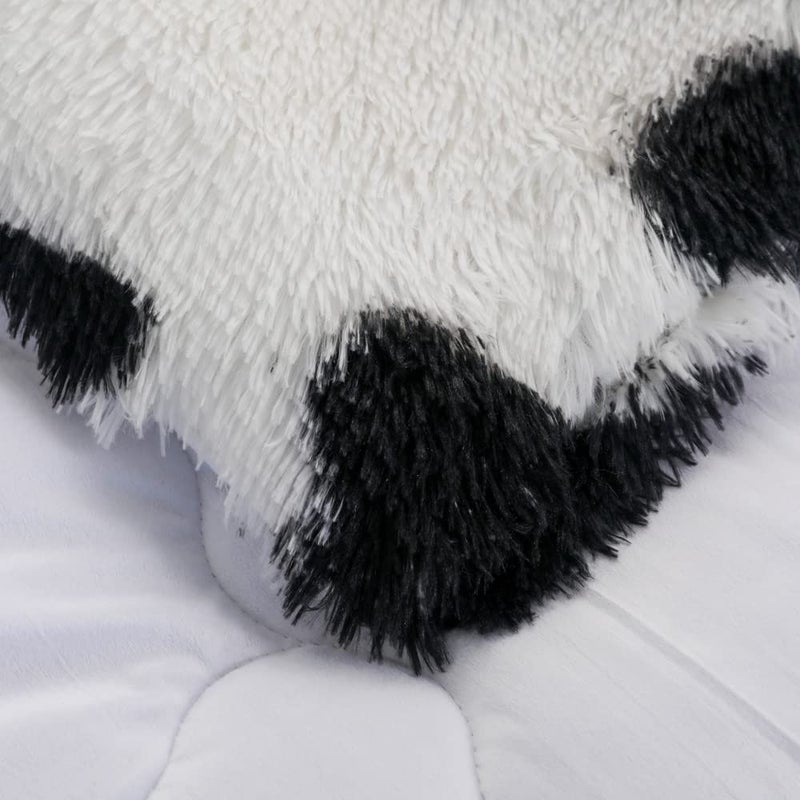 chovy Faux Fur Tie-Dyed Cow Print Black White Comforter Sets Queen - 3PC Bed Set Ultra Soft Plush Flannel Velvet Fluffy Fuzzy Bedding(Comforter x 1 Pillowcases x 2) - Image 5